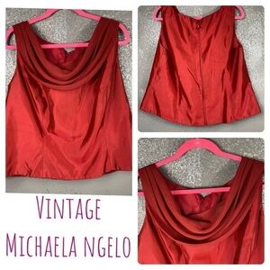 Vintage Michaelangelo red draped sleeveless top